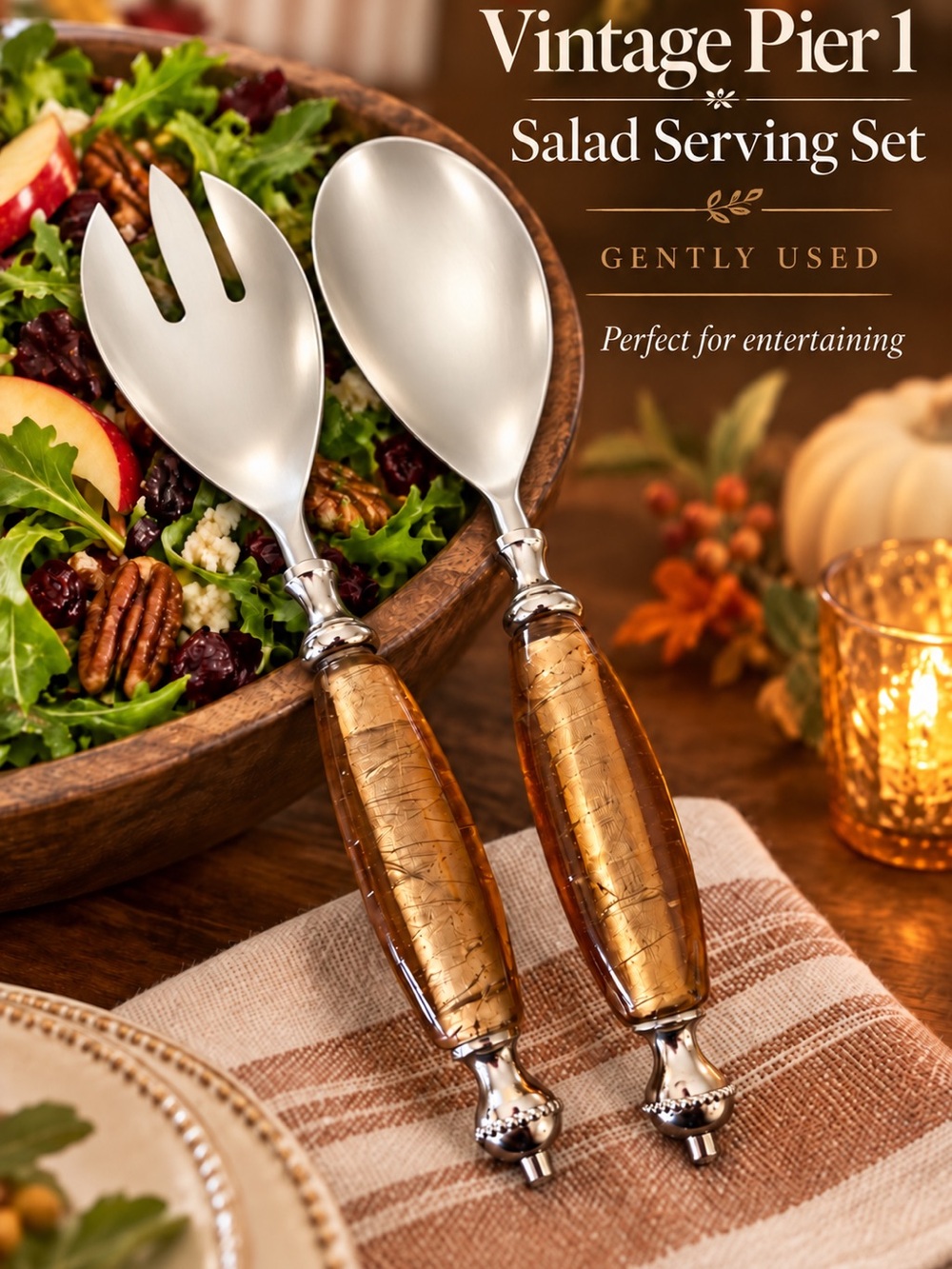 Vintage Pier 1 Amber Serving Set